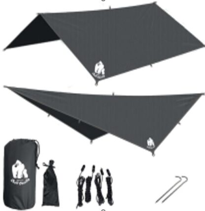 Plandeka tarp płachta biwakowa namiot na hamak osłona przeciwdeszczowa 300cm szary - obrazek 2