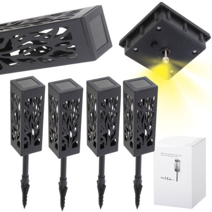 Lampy lampiony solarne stojące dekoracyjne 4 sztuki - obrazek 2