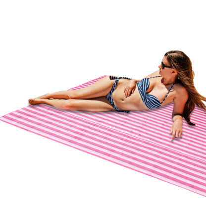 Mata plażowa koc piknikowy plażowy 200x200cm różowy - obrazek 11