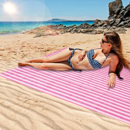 Mata plażowa koc piknikowy plażowy 200x200cm różowy - obrazek 10