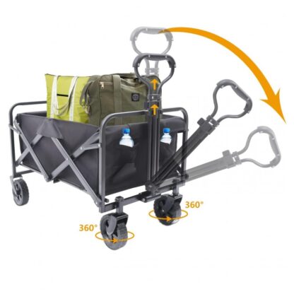 Wózek transportowy składany, metalowy, przyczepka ogrodowa 72x47x68-87cm AR07CZ - obrazek 3