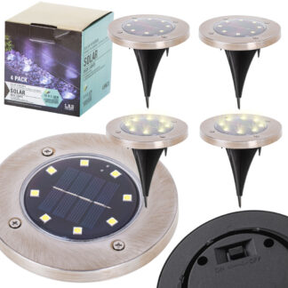 KX4964 Lampy solarne gruntowe najazdowe ogrodowe  8LED 4szt. ciepły biały