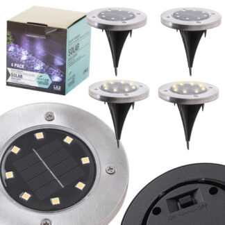 KX4964_1 Lampy ogrodowe solarne najazdowe gruntowe 8LED 4szt. zimny biały