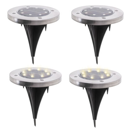 KX4964_1 Lampy ogrodowe solarne najazdowe gruntowe 8LED 4szt. zimny biały - obrazek 3
