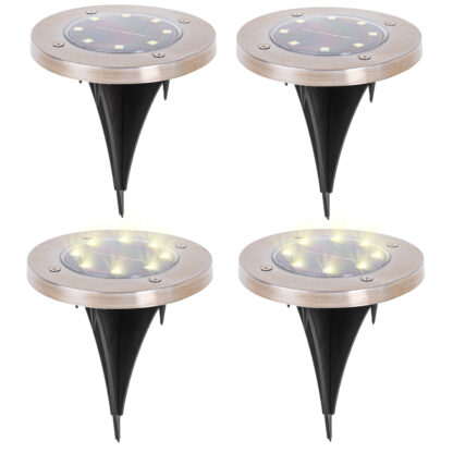 KX4964 Lampy solarne gruntowe najazdowe ogrodowe  8LED 4szt. ciepły biały - obrazek 3