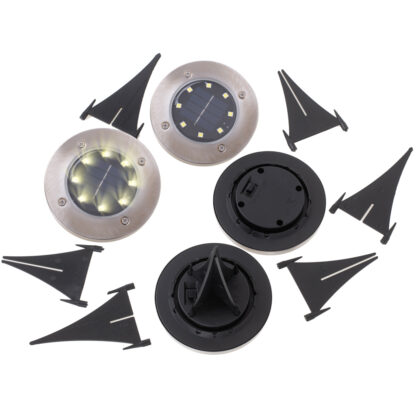 KX4964 Lampy solarne gruntowe najazdowe ogrodowe  8LED 4szt. ciepły biały - obrazek 4