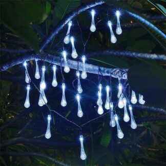 KX4967_1 Lampki solarne ogrodowe sople 6,5m 30LED zimny biały
