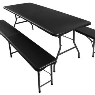 ND12_15910 Stół ogrodowy składany 180cm + 2 ławki- czarny 5900779940239