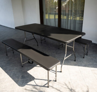 ND12_15910 Stół ogrodowy składany 180cm + 2 ławki- czarny 5900779940239 - obrazek 14