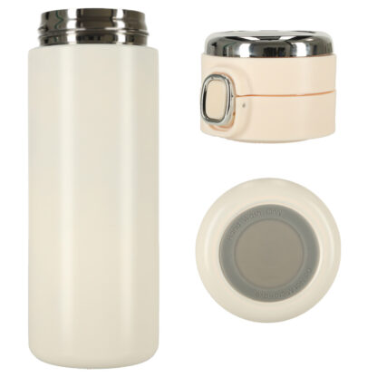 Kubek bidon termiczny z ustnikiem termos LED 420ml beżowy - obrazek 4