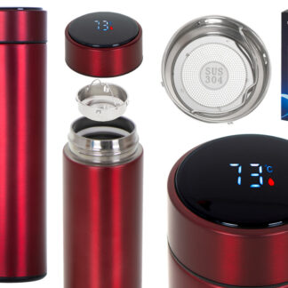 Kubek bidon termiczny termos smart LED 500ml bordowy
