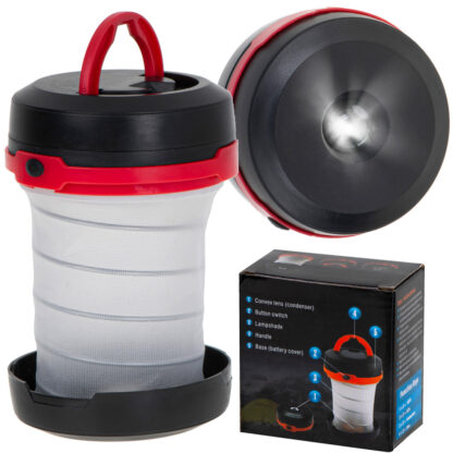 Lampa kempingowa turystyczna biwakowa latarka na baterie 2w1 3tryby LED - obrazek 2