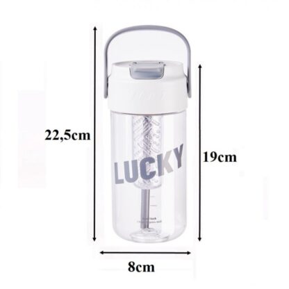Butelka, bidon na wodę z koszyczkiem i słomką 800 ML Lucky BD36 - obrazek 9