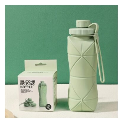 BUTELKA NA WODĘ BIDON mały składany silikonowy 600ml BD11ZIE - obrazek 3