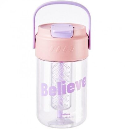 Butelka na wodę z koszyczkiem i słomką 600 ML Believe BD21 - obrazek 2
