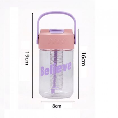 Butelka na wodę z koszyczkiem i słomką 600 ML Believe BD21 - obrazek 7
