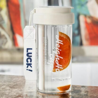 Butelka na wodę z koszyczkiem i słomką 600 ML Simple BD32B - obrazek 2