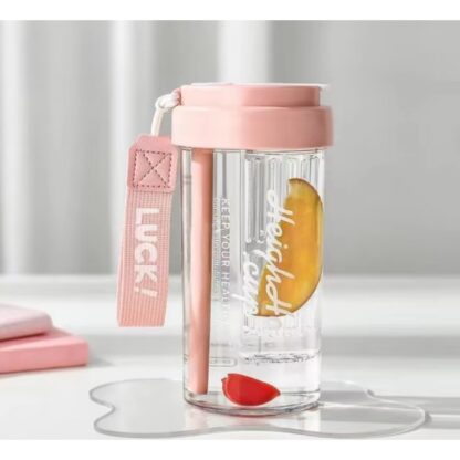 Butelka na wodę z koszyczkiem i słomką 600 ML Simple BD32R - obrazek 3