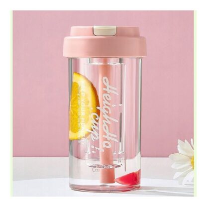 Butelka na wodę z koszyczkiem i słomką 600 ML Simple BD32R - obrazek 5