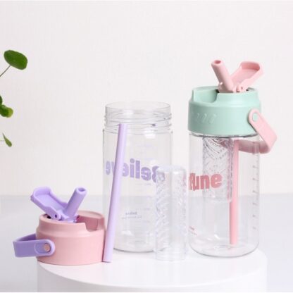 Butelka na wodę z koszyczkiem i słomką 800 ML Believe BD34 - obrazek 2