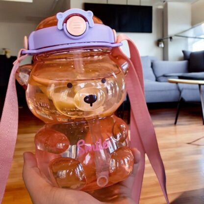 Butelka na wodę z uchwytem SWEET BEAR VIOLET 1000 ML BD26 - obrazek 4