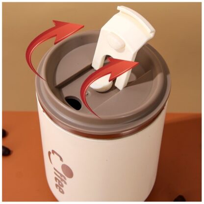 DUŻY POJEMNY KUBEK TERMICZNY ze słomką 500 ml TERMOS zamykany COFFE - obrazek 3