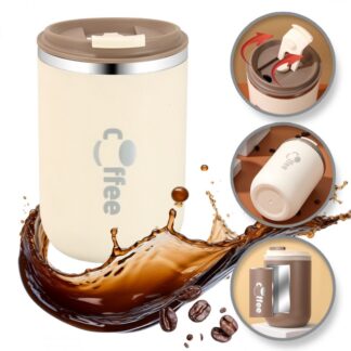 DUŻY POJEMNY KUBEK TERMICZNY ze słomką 500 ml TERMOS zamykany COFFE