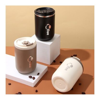 DUŻY POJEMNY KUBEK TERMICZNY ze słomką 500 ml TERMOS zamykany COFFE - obrazek 7