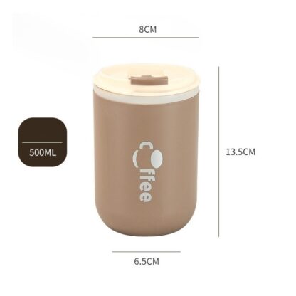 DUŻY POJEMNY KUBEK TERMICZNY ze słomką 500 ml TERMOS zamykany COFFE - obrazek 9