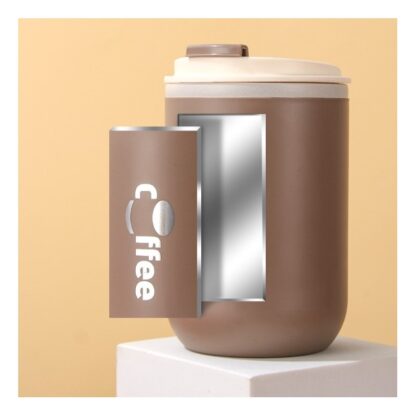 DUŻY POJEMNY KUBEK TERMICZNY ze słomką 500 ml TERMOS zamykany COFFE - obrazek 9