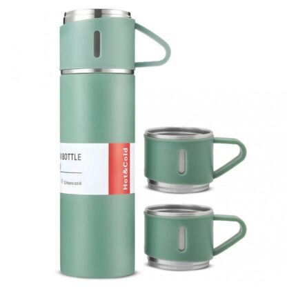 ZESTAW TERMOS Z 3 KUBKAMI zapakowany na prezent, 500 ml zielony - obrazek 3