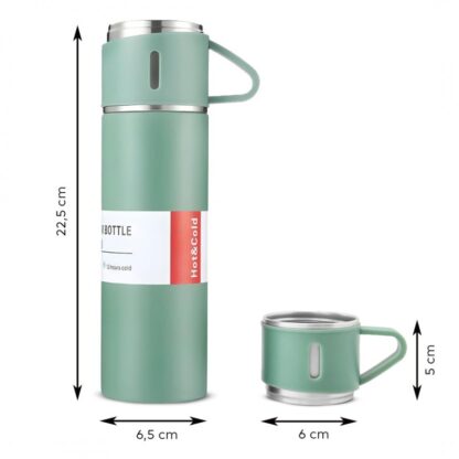 ZESTAW TERMOS Z 3 KUBKAMI zapakowany na prezent, 500 ml zielony - obrazek 10
