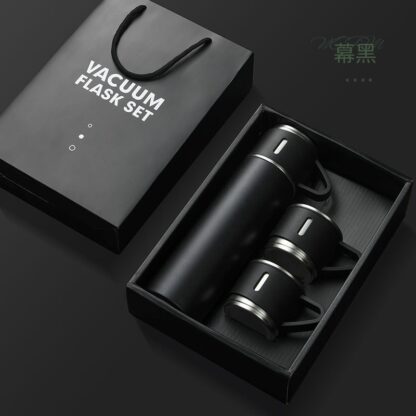 ZESTAW TERMOS Z 3 KUBKAMI zapakowany na prezent, 500Ml czarny - obrazek 4