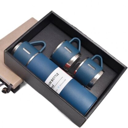 ZESTAW TERMOS Z 3 KUBKAMI zapakowany na prezent, 500ml granatowy - obrazek 3