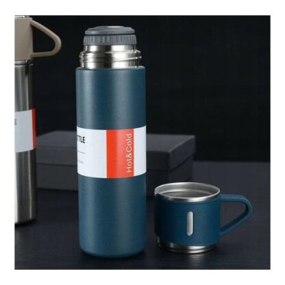 ZESTAW TERMOS Z 3 KUBKAMI zapakowany na prezent, 500ml granatowy - obrazek 7