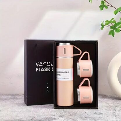 ZESTAW TERMOS Z 3 KUBKAMI zapakowany na prezent, 500Ml różowy - obrazek 2