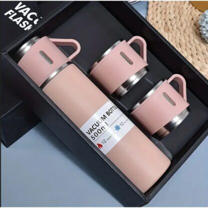 ZESTAW TERMOS Z 3 KUBKAMI zapakowany na prezent, 500Ml różowy - obrazek 3