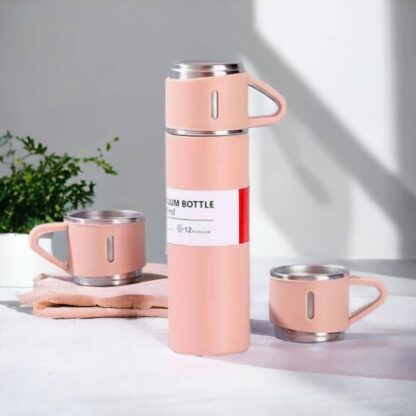 ZESTAW TERMOS Z 3 KUBKAMI zapakowany na prezent, 500Ml różowy - obrazek 4