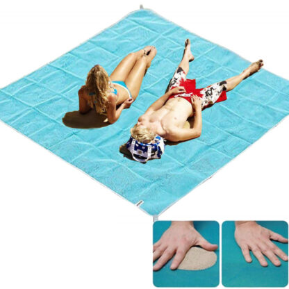 Mata plażowa XXL 200x150 cm - Koc piknikowy SAND FREE z zaczepami - obrazek 12