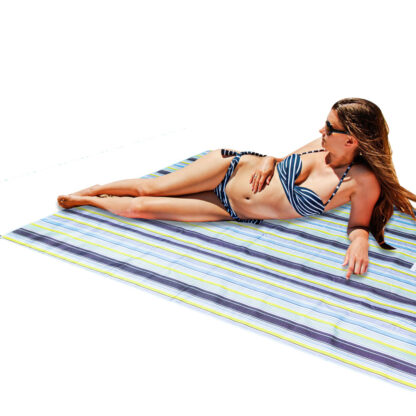 Mata plażowa wodoodporna koc piknikowy plażowy składany torba XXL 200x200cm niebieska - obrazek 10