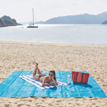 Mata plażowa XXL 200x150 cm - Koc piknikowy SAND FREE z zaczepami - obrazek 15
