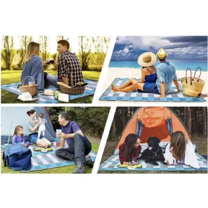 Mata Plażowa Wodoodporna Koc Piknikowy z Izolacją 200X200 cm kwadratowy XXL - obrazek 4